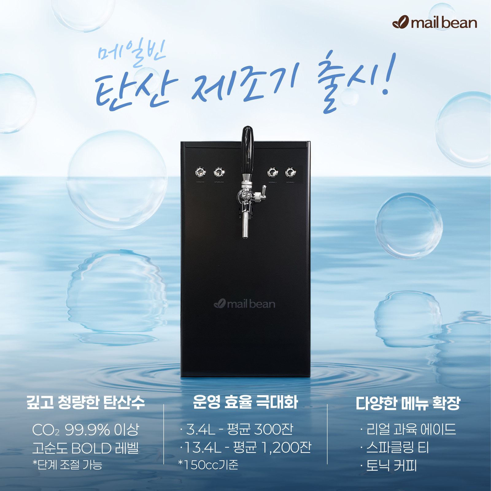 메일빈, 무인커피머신 M500 전용 옵션형 탄산수 제조기 출시
